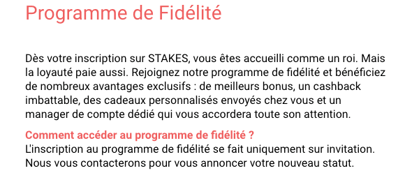 Opinie o programie Stakes Casino Fidelite